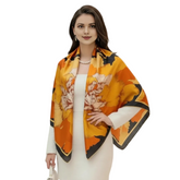 110x110 Seidentuch Seidenschal Orange gelb Asian Stil klassisch Y2